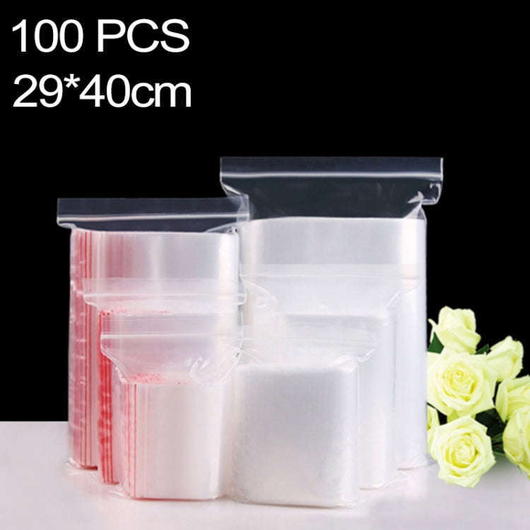 100pcs/Pack PE Self Sealing Clear Zip Lock Packaging Bag, 29cm x 40cm, Custom Printing and Size a...