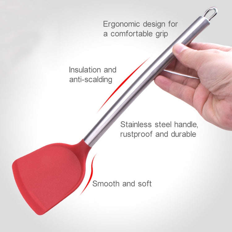 kn605 Stainless Steel Handle Silicone Slice High Temperature Resistance Cooking Slice, Black, Gre...