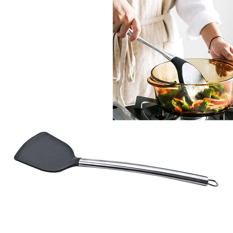 kn605 Stainless Steel Handle Silicone Slice High Temperature Resistance Cooking Slice, Black, Gre...
