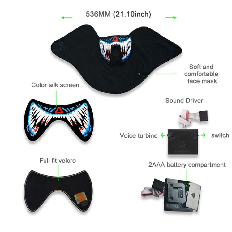 FG-MA-02 Halloween Mask Voice Control LED Cold Light Terror Cosplay Mask, FG-MA-02