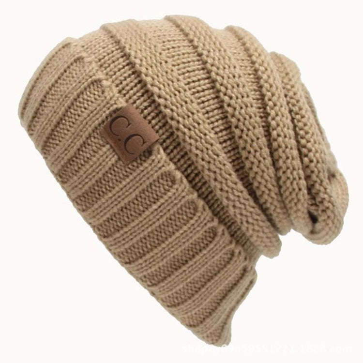 CC Letter Solid Color Wool Hats Concise Knitting Hat, Black, Baby Blue, Coffee, White, Pink, Beow...