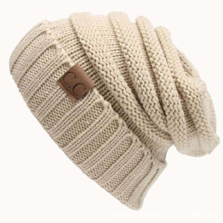 CC Letter Solid Color Wool Hats Concise Knitting Hat, Black, Baby Blue, Coffee, White, Pink, Beow...
