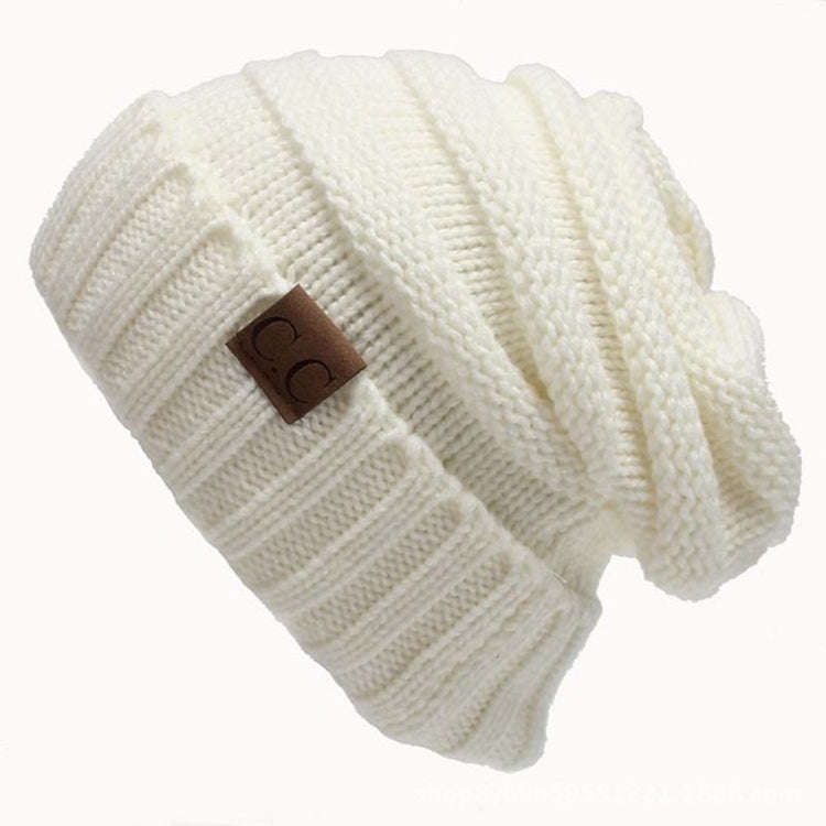 CC Letter Solid Color Wool Hats Concise Knitting Hat, Black, Baby Blue, Coffee, White, Pink, Beow...