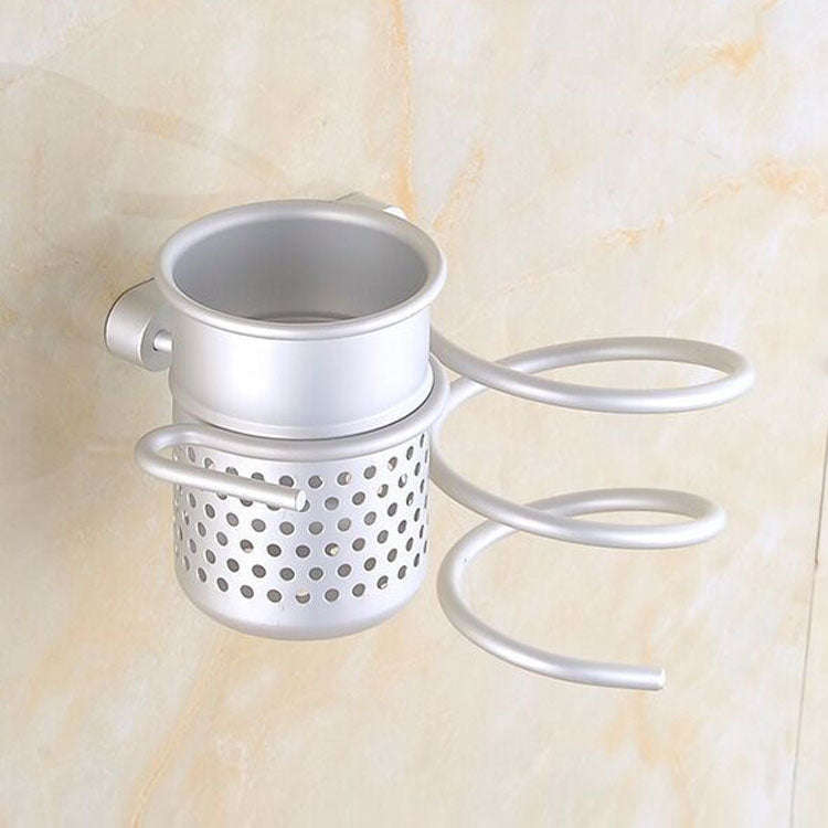 Hair Dryer Holder Wall Mount Hanging Rack Organizer Hook Spiral Bathroom Bracket, With Mesh Holder