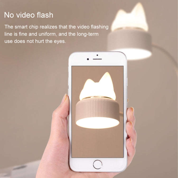 Cat Shape Double Light Source Design LED Desk Night Lamp, Support 3 Brightness Control