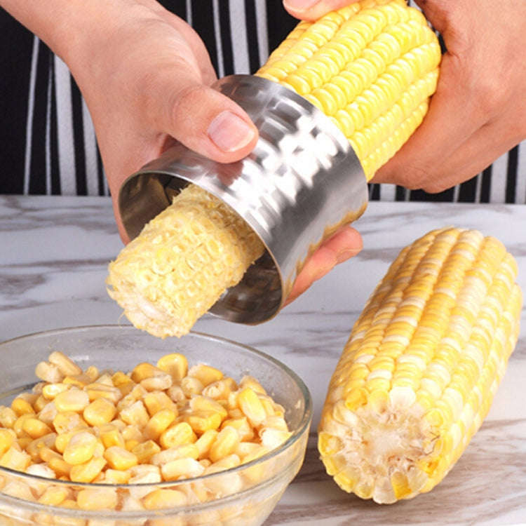 Round Shaped 304 Stainless Steel Household Corn Cutter Cob Corn Stripper Kitchen Tool, Stainless ...