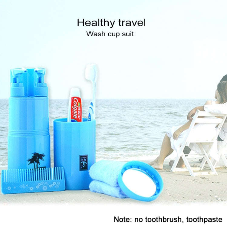 Creative 5 in 1 Portable Gargle Cup Shampoo Sub-Bottle Comb Make-up Mirror Travel Wash Kits, Stan...