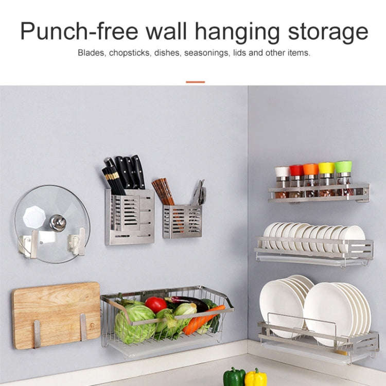 304 Stainless Steel Wall-mounted Kitchen Rack Hanging Knife Holder Double Cage Chopsticks Caniste...