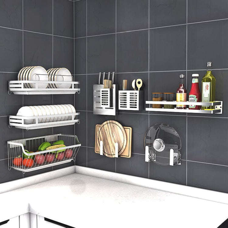 304 Stainless Steel Wall-mounted Kitchen Rack Hanging Knife Holder Double Cage Chopsticks Caniste...
