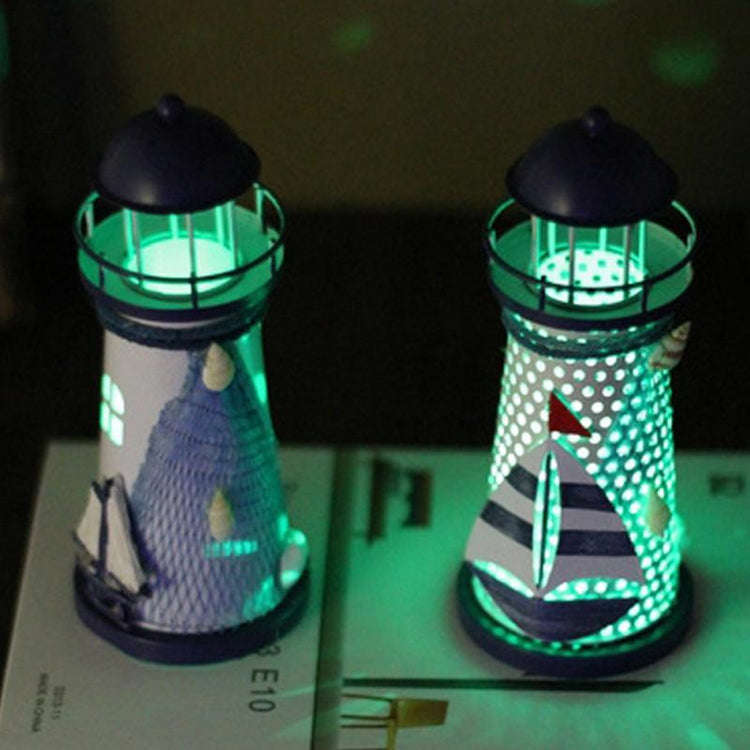 Creative Mediterranean Style Iron Handmade Flash Lighthouse, Random Style Delivery, Size: 14.5*6....