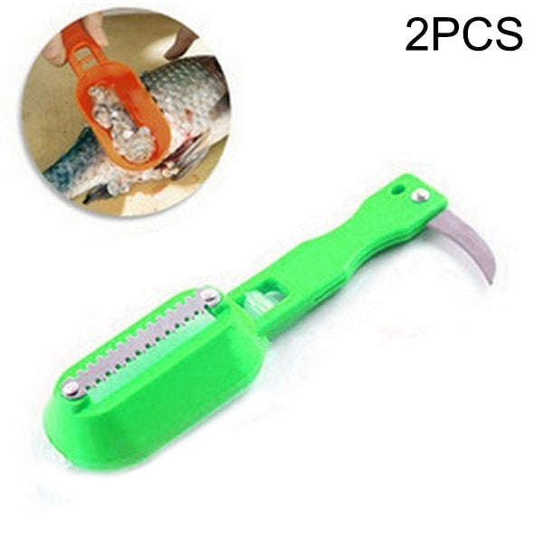 2 PCS Kitchen Essential Fish Scraper Fish Scale Planing Knife with Cover, 20x5.2cm Blue, 20x5.2cm...