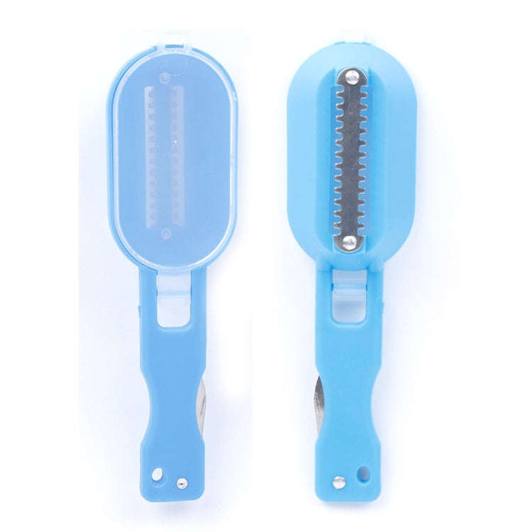 2 PCS Kitchen Essential Fish Scraper Fish Scale Planing Knife with Cover, 20x5.2cm Blue, 20x5.2cm...