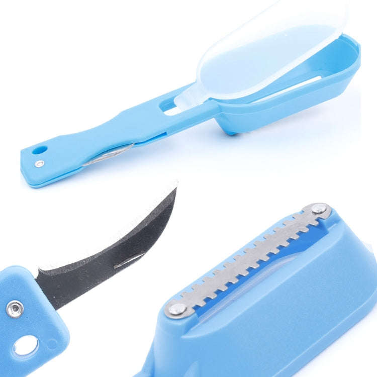 2 PCS Kitchen Essential Fish Scraper Fish Scale Planing Knife with Cover, 20x5.2cm Blue, 20x5.2cm...