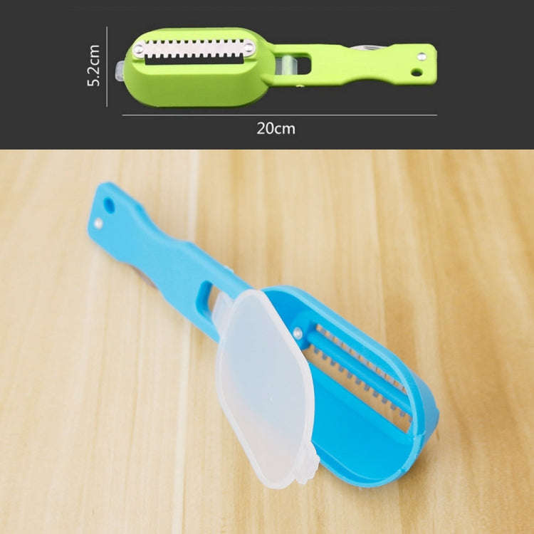 2 PCS Kitchen Essential Fish Scraper Fish Scale Planing Knife with Cover, 20x5.2cm Blue, 20x5.2cm...