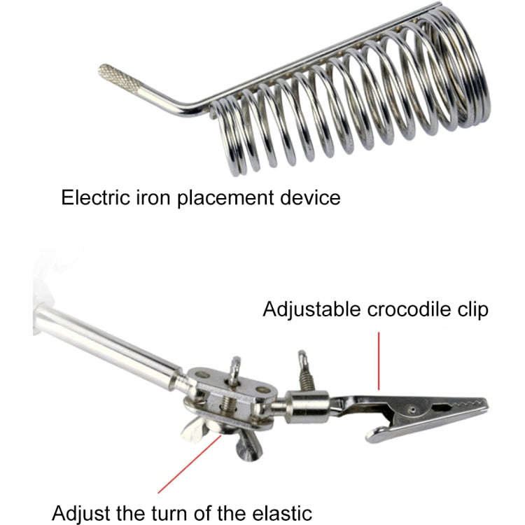90mm Diameter 5X Multifunction Spring Iron Stand with Magnifying Glass, 5X