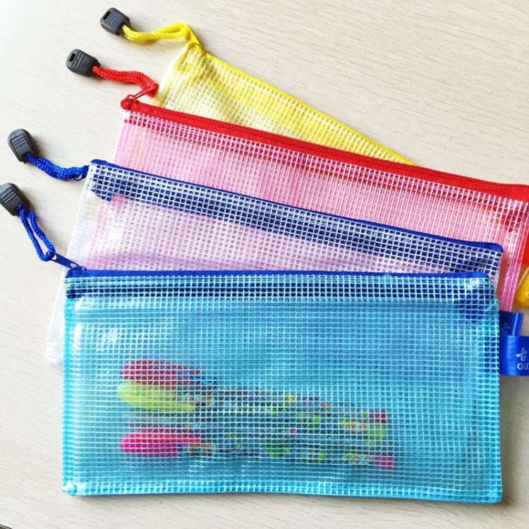 12 PCS Zipper Plastic Mesh Stationery Bag, Random Color Delivery (A5, Size: 24x17.5cm), A5, Size:...