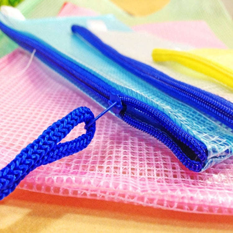 12 PCS Zipper Plastic Mesh Stationery Bag, Random Color Delivery (A5, Size: 24x17.5cm), A5, Size:...