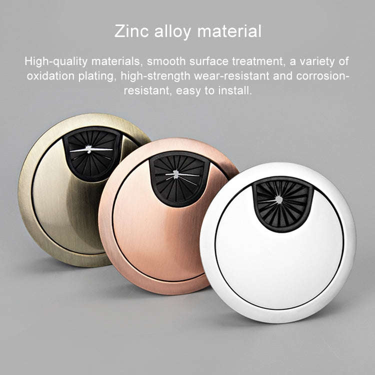 Desk Computer Desktop Zinc Alloy Round Threading Box Hole Cover, Hole Diameter: 80mm (Green Bronz...