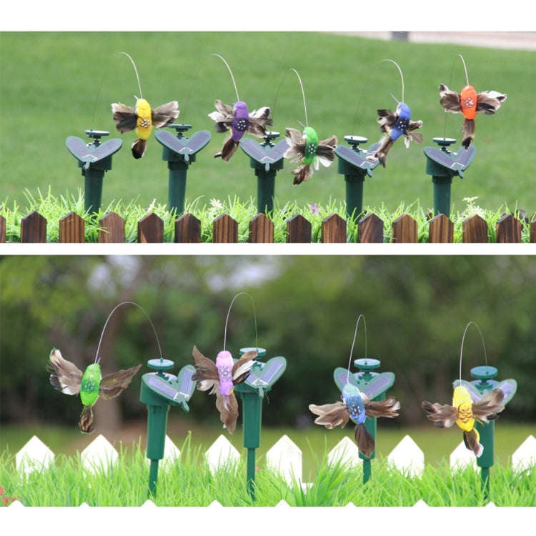 Ornaments Vibration Solar Powered Dancing Flying Hummingbirds with Feather, Garden Wall Yard Deco...
