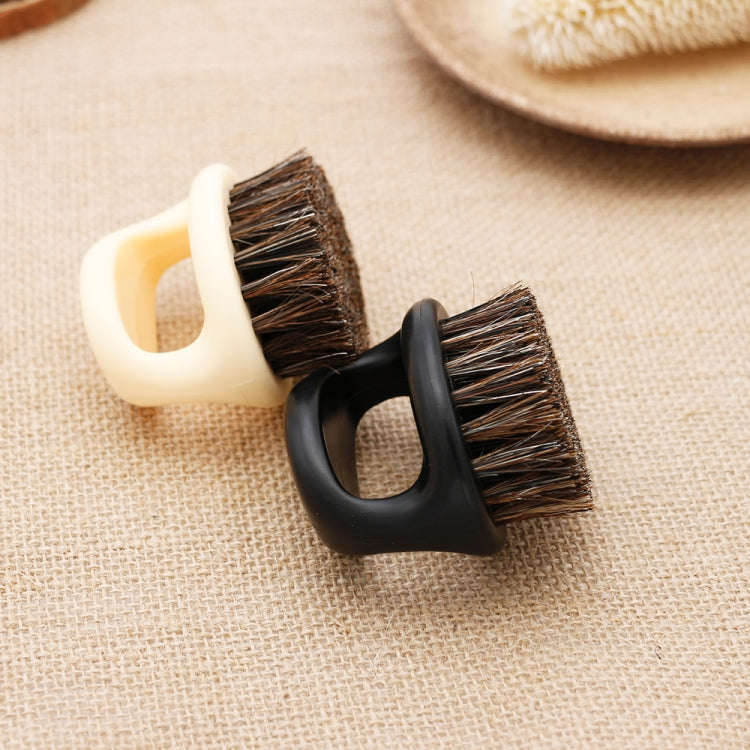 Men Ring Design Portable Boar Brush Black ABS Haircut Cleaning Shaving Brush