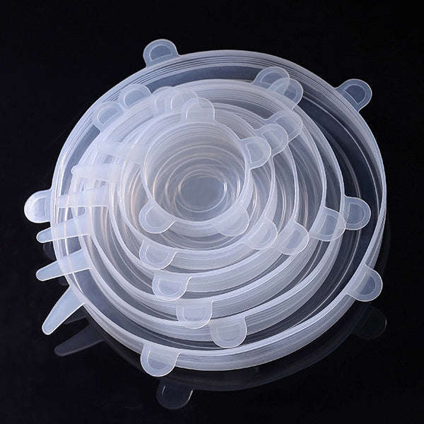 6 PCS / Set Food Grade Silicone Sealing Lids Fresh Keeping Covers, Silicone Sealing Lids
