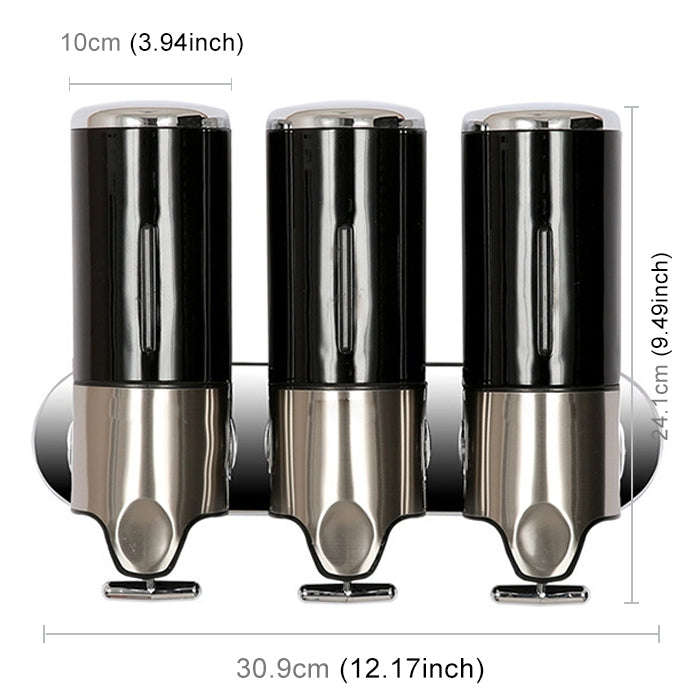 Triple Hotel Shower Manual Dispenser Wall Mounted Washing Liquid Shampoo Soap Bottle, Capacity: 1...