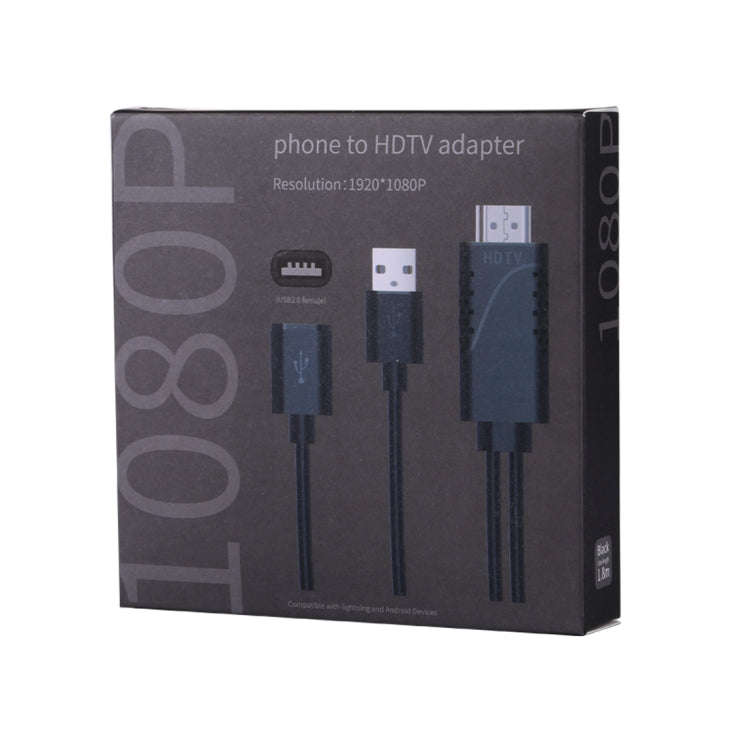 1080P USB 2.0 Male + USB 2.0 Female to HDMI HDTV AV Adapter Cable for iPhone / iPad, Android Smar...