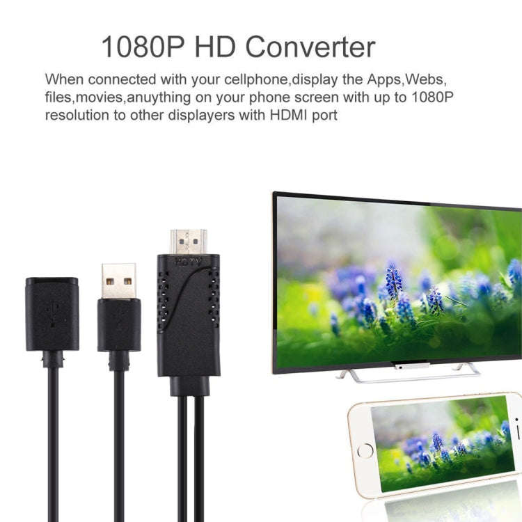1080P USB 2.0 Male + USB 2.0 Female to HDMI HDTV AV Adapter Cable for iPhone / iPad, Android Smar...