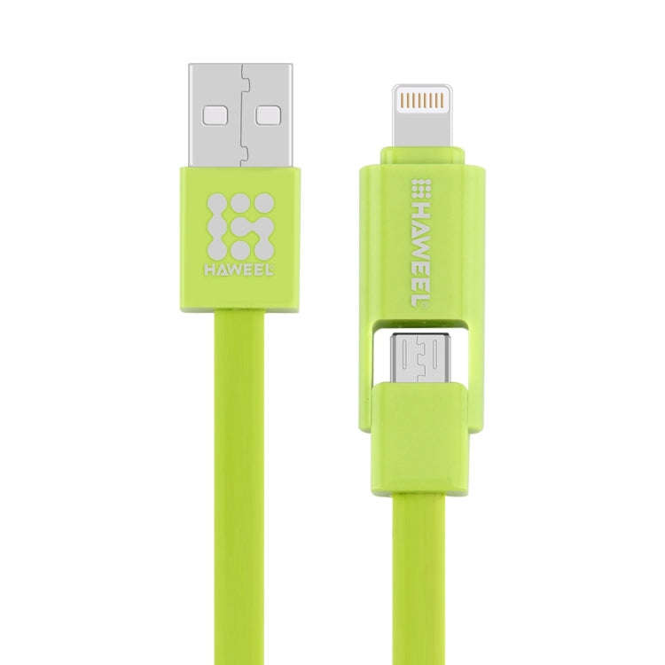 HAWEEL 1m 2 in 1 Micro USB & 8 Pin to USB Data Sync Charge Cable, 2 in 1 Cable in two connectors