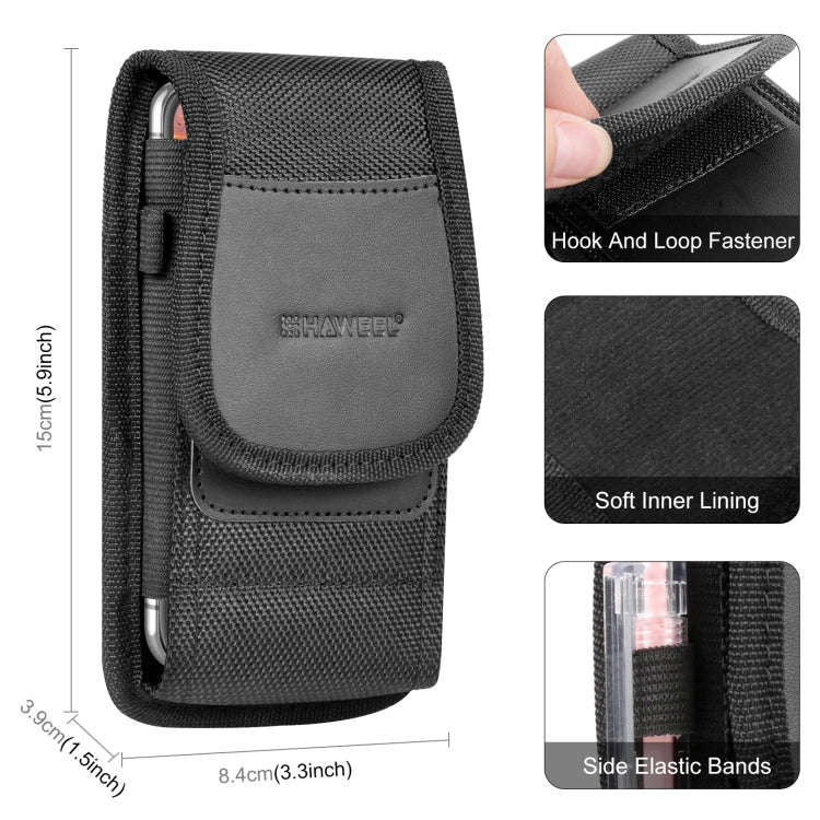 HAWEEL 4.7 inch Nylon Cloth Phone Belt Clip Carrying Pouch with Card Slot