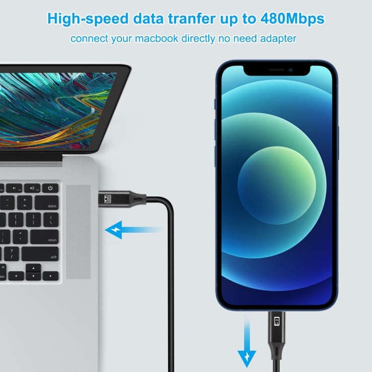 HAWEEL 1m USB-C / Type-C to 8 Pin OTG Sync Data / Charging Cable