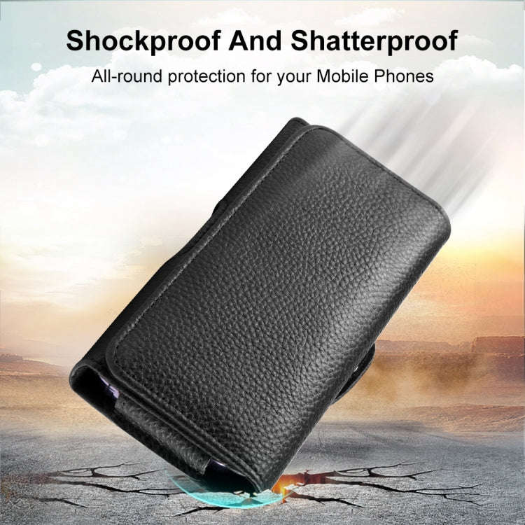 HAWEEL 6.1-6.8 inch Litchi Texture Genuine Leather Phone Belt Clip Horizontal Carrying Pouch