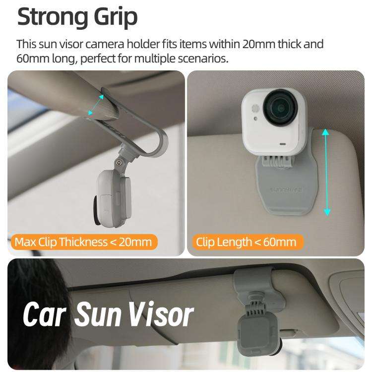 For Insta360 GO Ultra Sunnylife Magnetic Car Sun Visor Mount Action Camera Holder 360 Rotating 18...