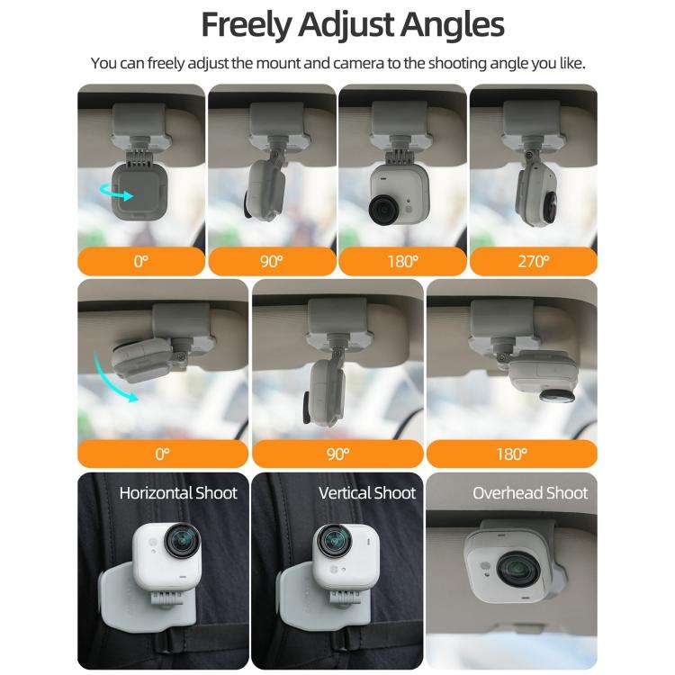 For Insta360 GO Ultra Sunnylife Magnetic Car Sun Visor Mount Action Camera Holder 360 Rotating 18...