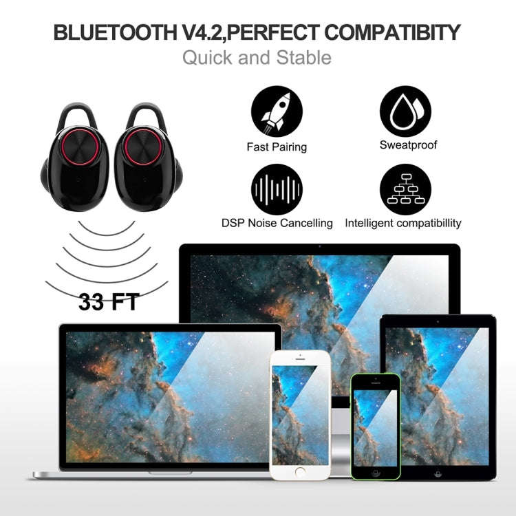 BTH-V5 DSP Noise Cancelling Earbuds Sports Wireless Bluetooth V5.0  Headset with Charging Case, C...