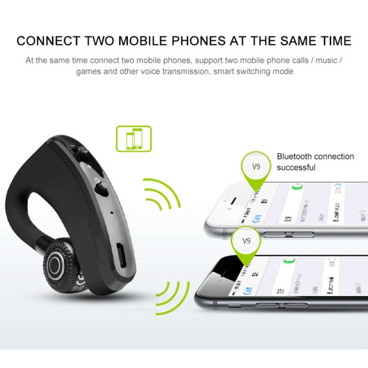 V9 Business Handsfree Wireless Bluetooth Headset CSR 4.1 with Mic for Driver Sport, V9