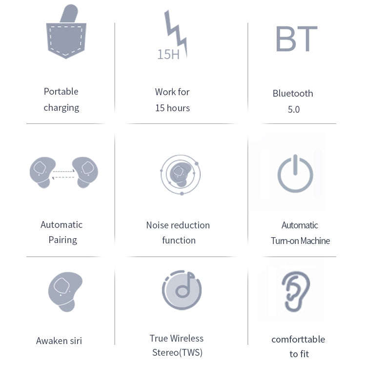 Q2 TWS Bluetooth 5.0 Binaural Stereo Wireless Sports Bluetooth Earphone