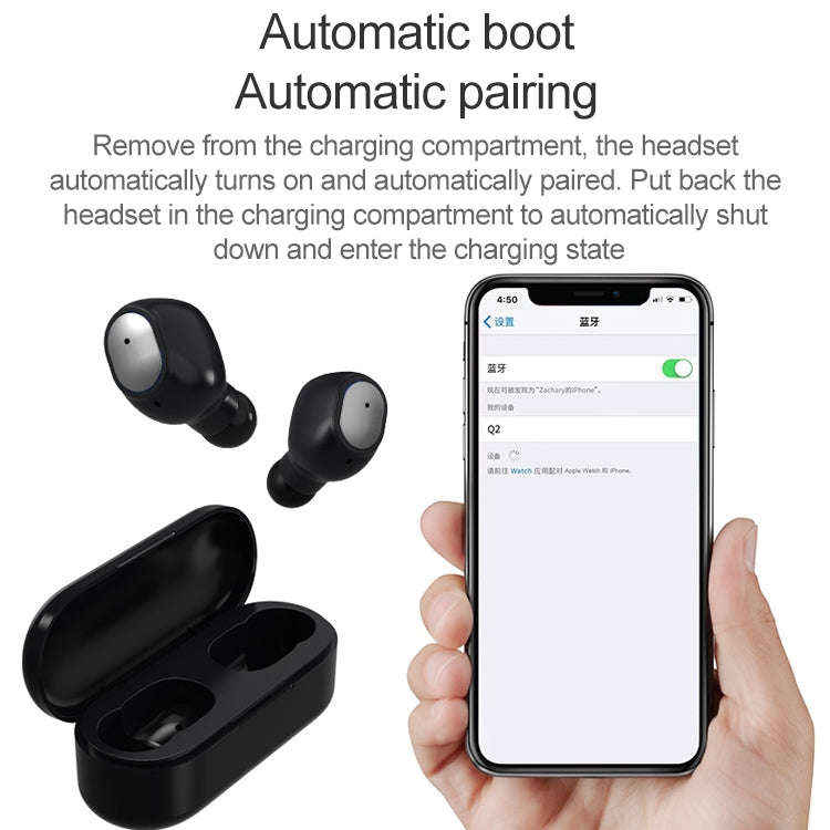 Q2 TWS Bluetooth 5.0 Binaural Stereo Wireless Sports Bluetooth Earphone