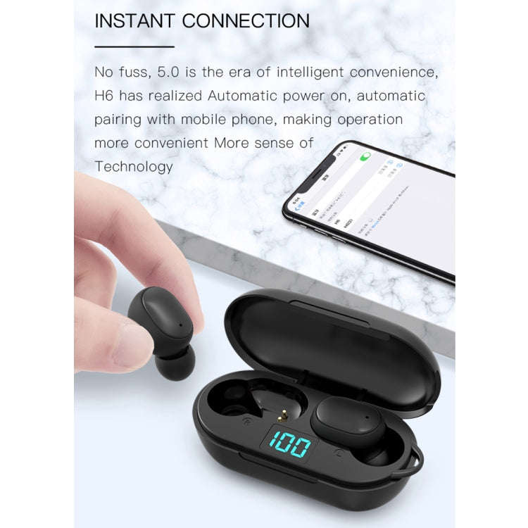 H6 TWS Bluetooth 5.0 Wireless Bluetooth Earphone with Digital Display & Charging Box, Support for...
