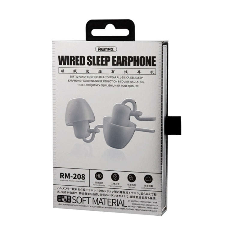REMAX RM-208 In-Ear Stereo Sleep Earphone with Wire Control + MIC, Support Hands-free