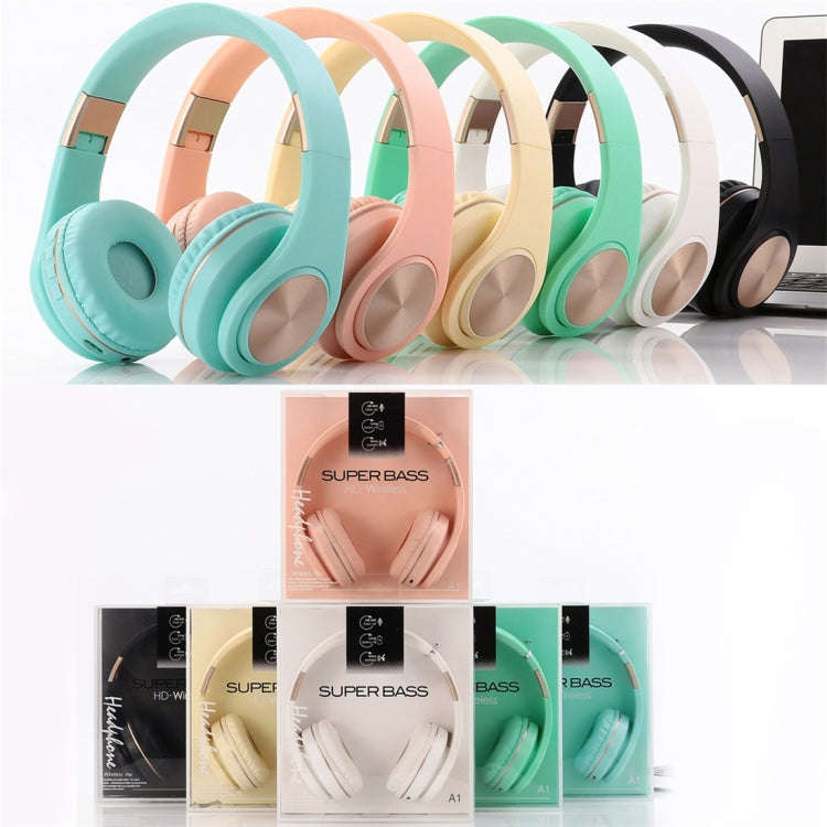 A1 Bluetooth 4.2 Candy Color Super Base Bluetooth Headphone, Support Music Play & Switching & Vol...