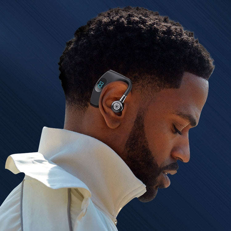V12 Bluetooth 5.2 Business Hanging Ear Style Smart LED Digital Display Wireless Bluetooth Earphon...