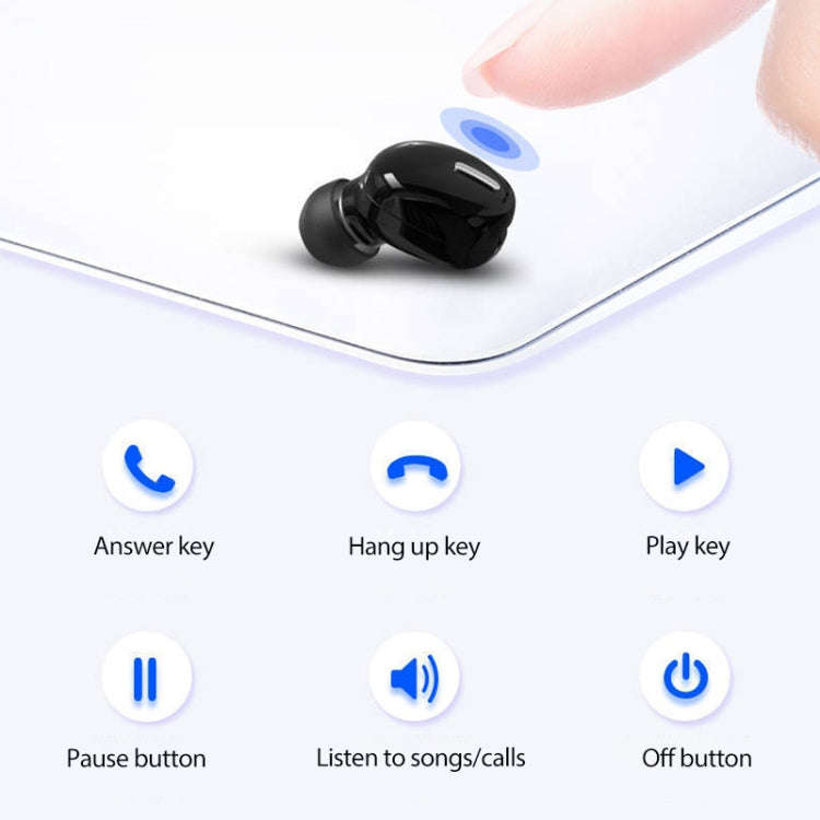 X9 Wireless Bluetooth 5.0 Mini In-Ear Unilateral Earphone, X9 Black, X9 White