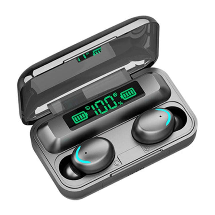 F9-5C LED Light + Digital Display Noise Reduction Bluetooth Earphone(Black), F9-5C LED Light Blac...
