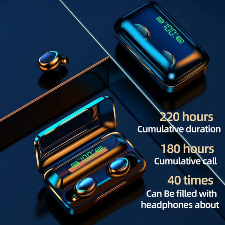 F9-5C LED Light + Digital Display Noise Reduction Bluetooth Earphone(Black), F9-5C LED Light Blac...