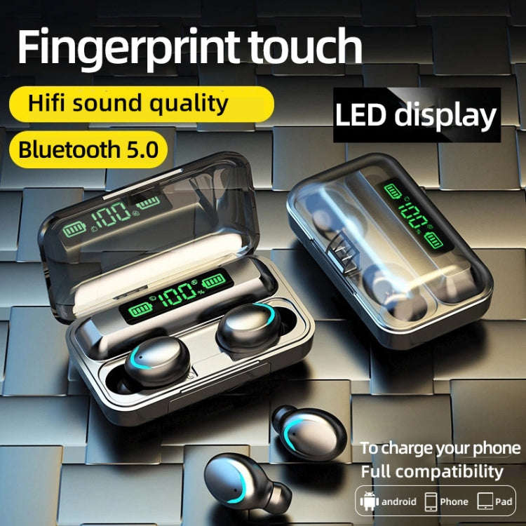 F9-5C Macaron Series Four-bar Breathing Light + Digital Display Noise Reduction Bluetooth Earphon...