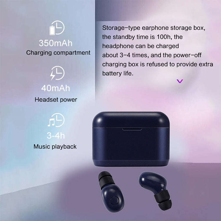 DT-4 IPX Waterproof Bluetooth 5.0 Wireless Bluetooth Earphone with 350mAh Magnetic Charging Box, ...