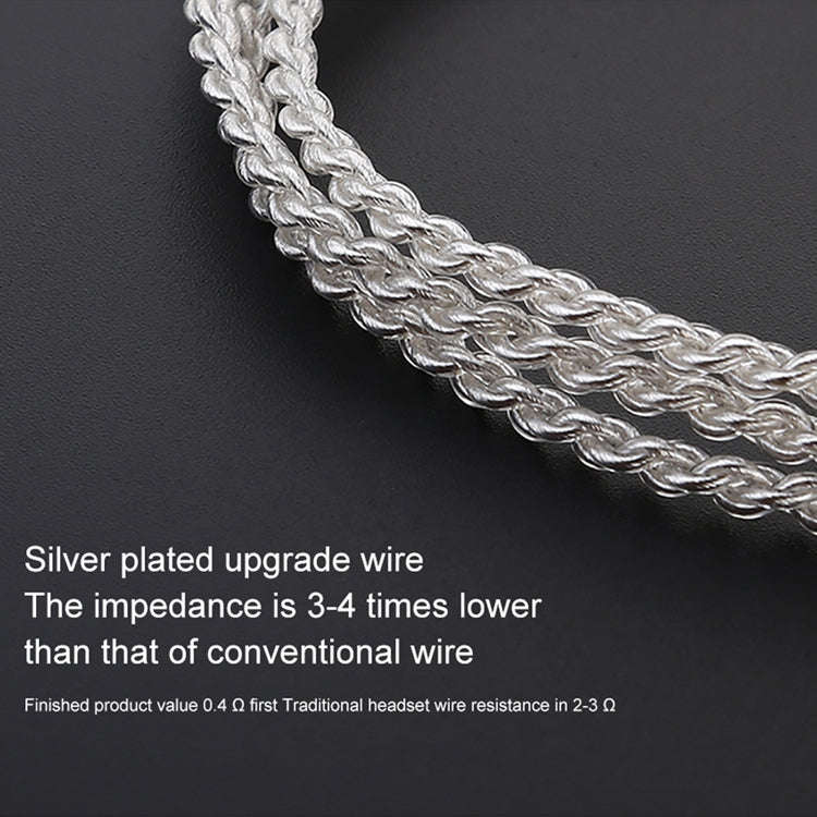 TRN Silver Plated Upgrade Cable Headphones Cable with A2DC Connection for TRN V10 V20 Earphone, A2DC