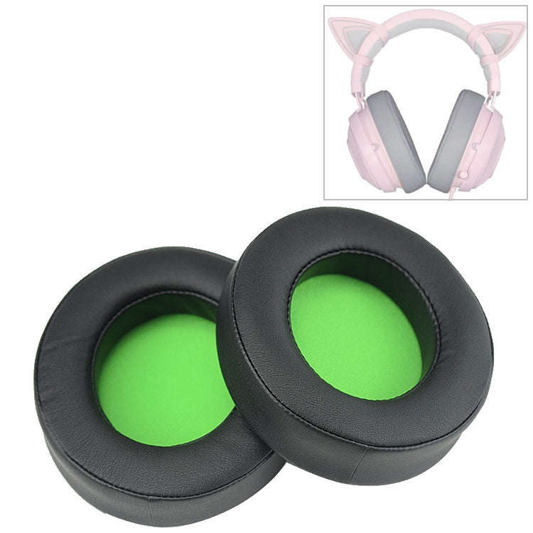 2 PCS For Razer Kraken 7.1 V2 Pro Headphone Cushion Sponge Green Net Cover Earmuffs Replacement E...