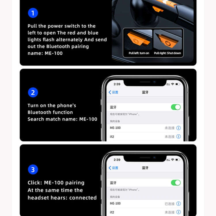 ME-100 TWS Business Rotating Universal True Stereo 5.0 Version Hanging Ear In-Ear Bluetooth Headset